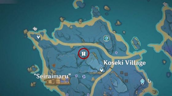 Локация Кудзирай в деревне Косеки (Изображение через Genshin Impact)