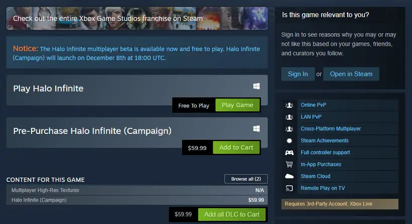 Как скачать бета-версию многопользовательской игры Halo Infinite - Steam