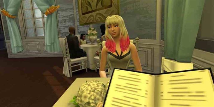Использование первого лица в Sims 4 в ресторане.