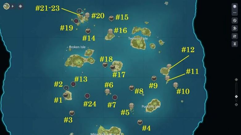 Все 24 сундука на архипелаге Золотого яблока в Genshin Impact 2.8