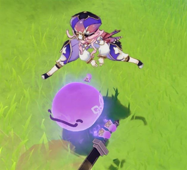 Внутриигровая анимация Genshin Impact Dori прыгает на джинне