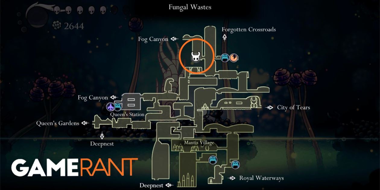 Hollow Knight Fungal Wastes 1 место на карте Whispering Root