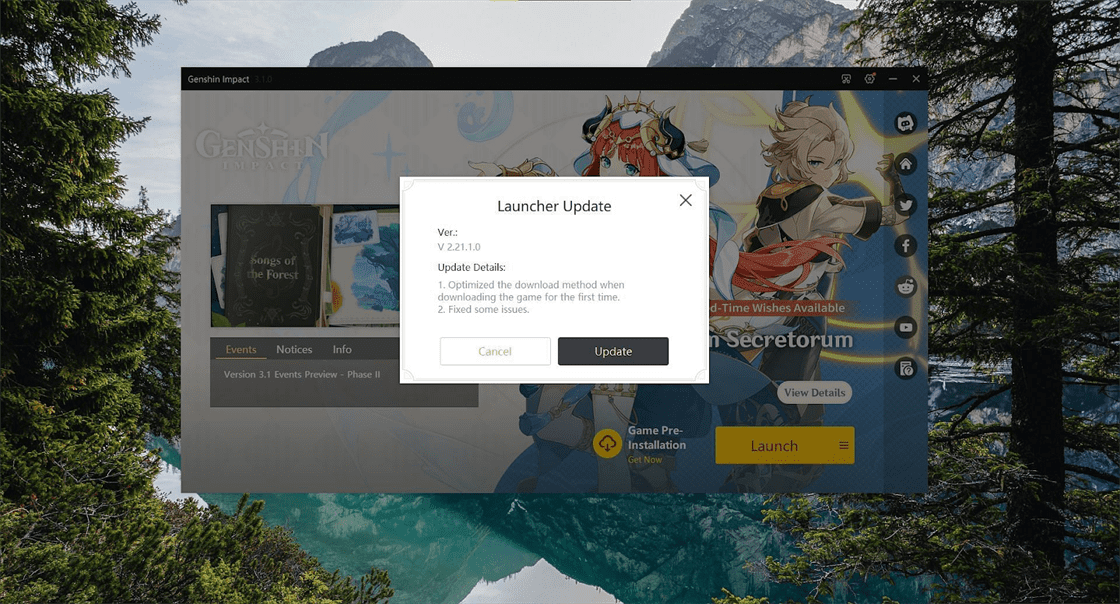 Обновите Launcher, прежде чем использовать функцию предварительной установки (изображение через HoYoverse)
