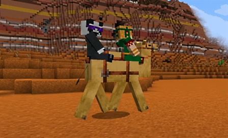 два игрока могут ездить на верблюде в minecraft