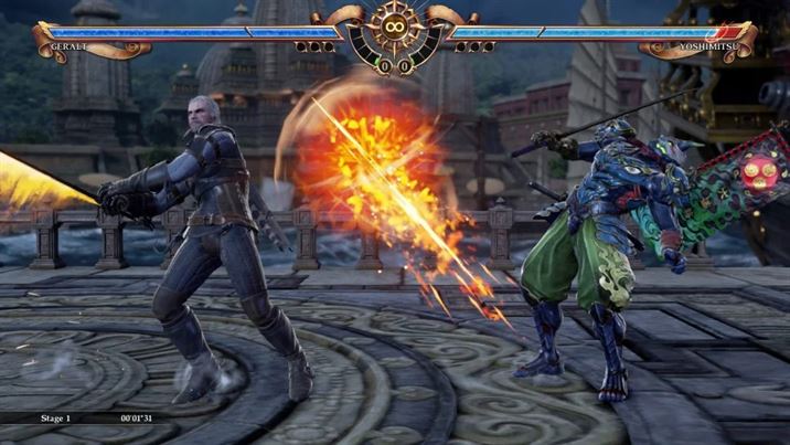 Геральт из Ривии сражается с Йошимицу в Soul Calibur 6.