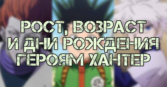 Рост, возраст и дни рождения персонажей «Хантер х Хантер»