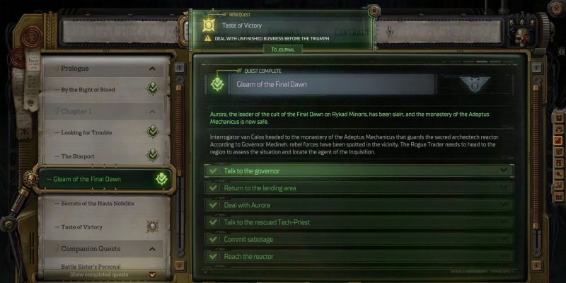 Обзор квеста Gleam Of The Final Dawn и гайд по его прохождению в игре Warhammer 40,000 Rogue Trader